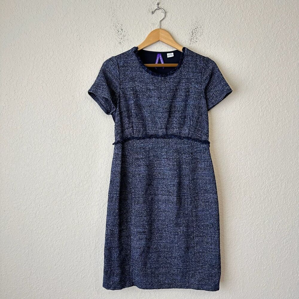 SERAPHINE Bouclé Maternity Shift Dress in Navy Blue